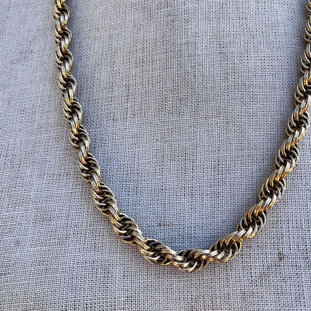 Vintage Gold Rope Chain Necklace by Monet Statement Piece Costume Jewelry